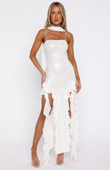 The Positano Dream Sequin Maxi Dress Off White