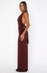 Say What You Feel Halter Maxi Dress Burgundy