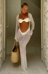 Malta Mermaids Long Sleeve Maxi Dress White