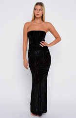 Running The Show Strapless Maxi Dress Black