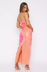 Telling Me Lies Sequin Maxi Dress Tangerine Blossom