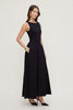 Iris Flared Ponte Maxi Dress-Jet Black
