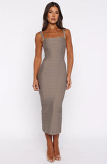 Sugar And Spice Bandage Midi Dress Mocha