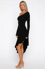 After You've Gone Long Sleeve Midi Dress Black
