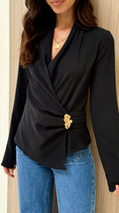 Lani Open Front Top - Black